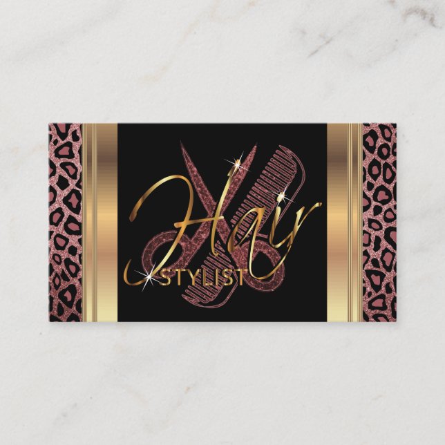 Dusty Rose Glitter Hair Stylist Design Business Card (Front)