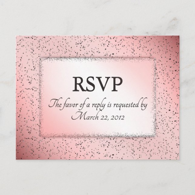 Dusty Rose Glitter RSVP with Entree Choice Invitation Postcard (Front)