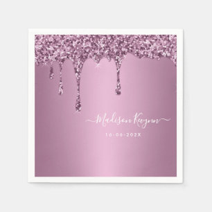 Dusty Rose Glitter Wedding Napkin