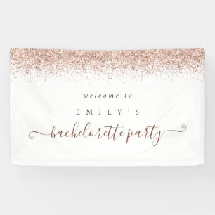 Dusty Rose Glitter Welcome to Bachelorette Party Banner