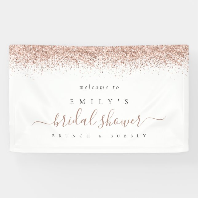 Dusty Rose Glitter Welcome to Bridal Shower Banner (Horizontal)