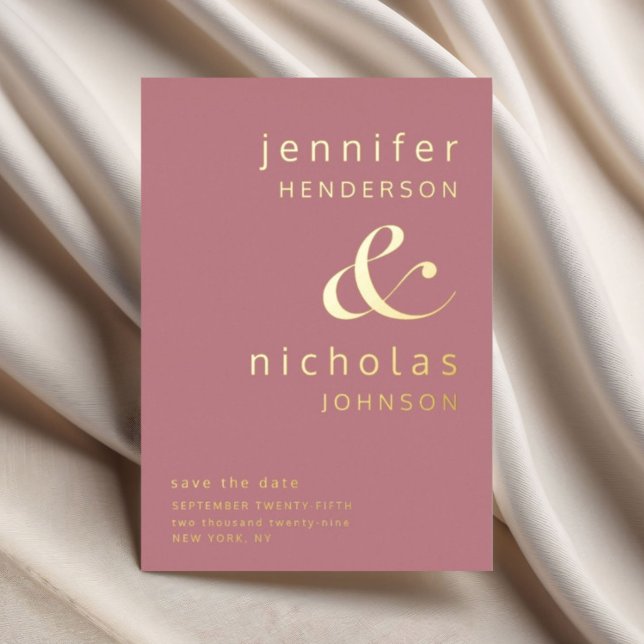 Dusty Rose Gold Ampersand Wedding Save The Date (Dusty Rose Gold Ampersand Wedding Save The Date Foil Invitation)