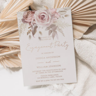 Dusty Rose Gold Blush Floral Engagement Party