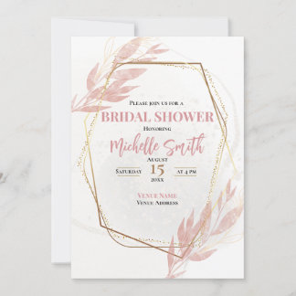 Dusty Rose Gold Eucalyptus Floral Bridal Shower Invitation