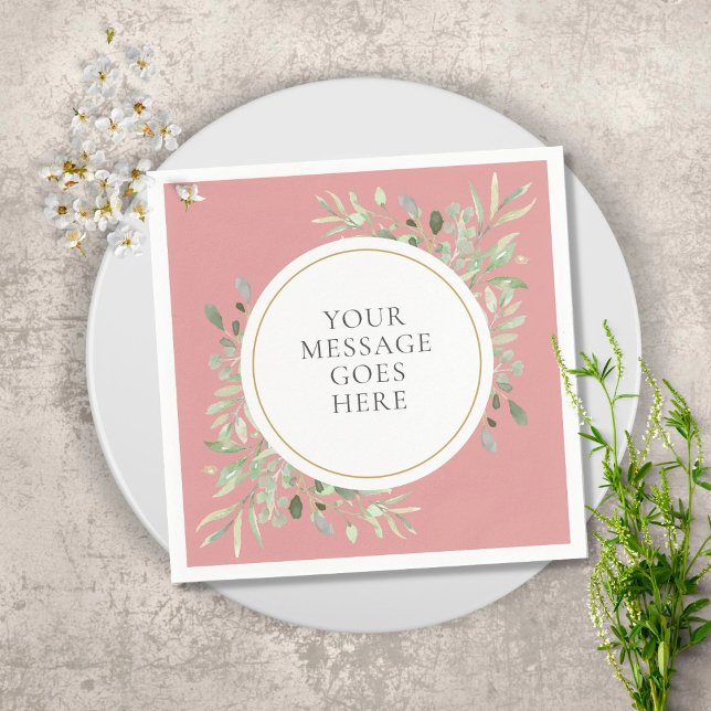 Dusty Rose Gold Eucalyptus Greenery Foliage Napkin (Creator Uploaded)