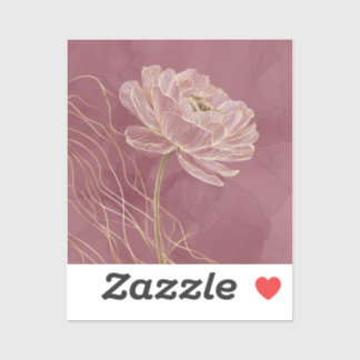 Dusty Rose Gold Floral Line Art Elegant