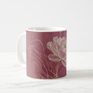 Dusty Rose Gold Floral Line Art Elegant Coffee Mug