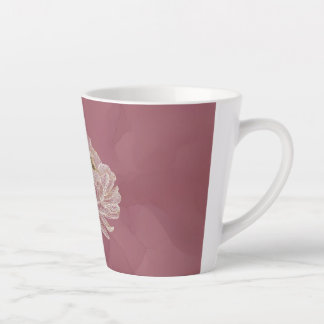 Dusty Rose Gold Floral Line Art Elegant Latte Mug