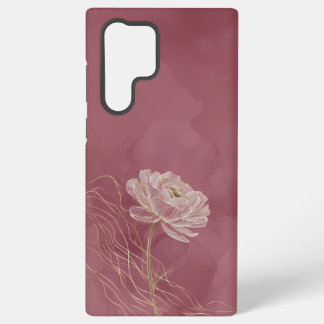 Dusty Rose Gold Floral Line Art Elegant Samsung Galaxy Case