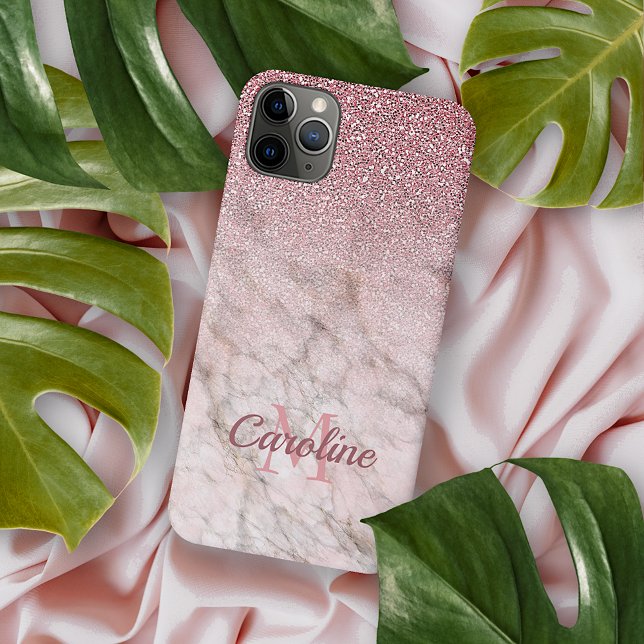 Dusty Rose Gold Glitter Blush Pink Marble Pattern Case-Mate iPhone Case (Creator Uploaded)