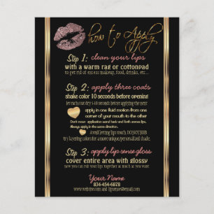 Dusty Rose Gold Glitter Lip Instructions Flyer