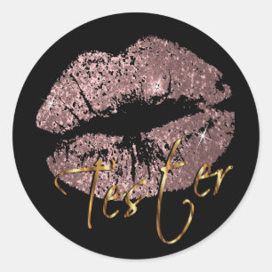 Dusty Rose Gold Glitter Lips - Tester Classic Round Sticker