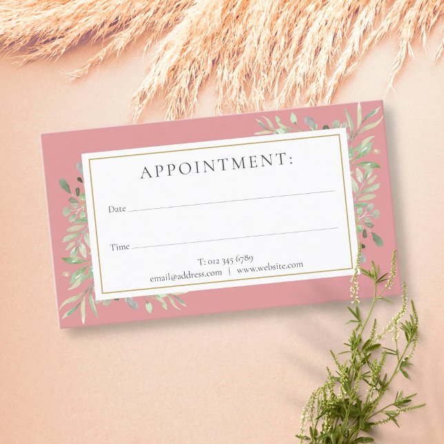 Dusty Rose Gold Greenery Appointment Card (Creator Uploaded)