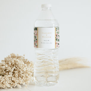 Dusty Rose Gold Sage Green Vintage Wedding Water Bottle Label