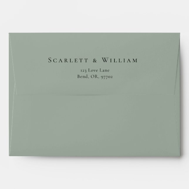 Dusty Rose Gold Sage Green Wedding Envelope (Back (Top Flap))