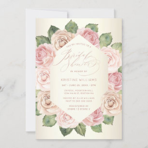 Dusty Rose Gold Watercolor Floral Bridal Shower Invitation