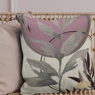 Dusty Rose & Gray Artistic Abstract Watercolor Cushion