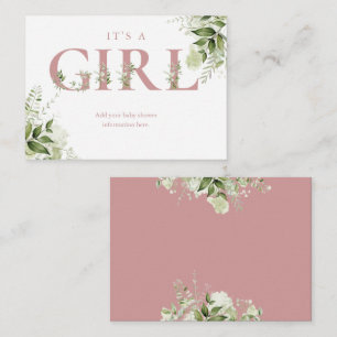 Dusty Rose Greenery Baby Shower Enclosure Card