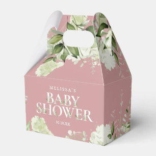 Dusty Rose Greenery Botanical Foliage Baby Shower Favour Box