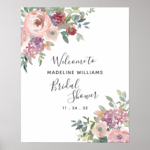 Dusty Rose Greenery Bridal Shower Welcome Poster