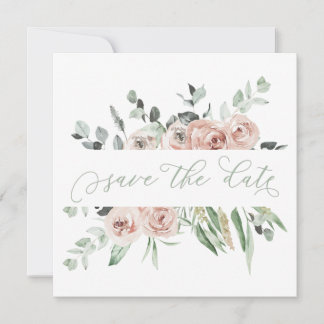 Dusty Rose Greenery Eucalyptus Save the Date Announcement