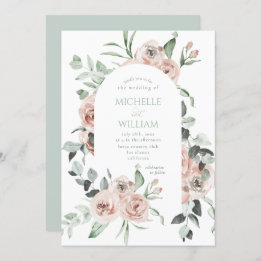 Dusty Rose Greenery Floral Delicate Wedding  Invitation