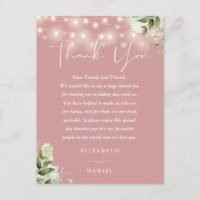 Dusty Rose Greenery Thank You Wedding Place Card