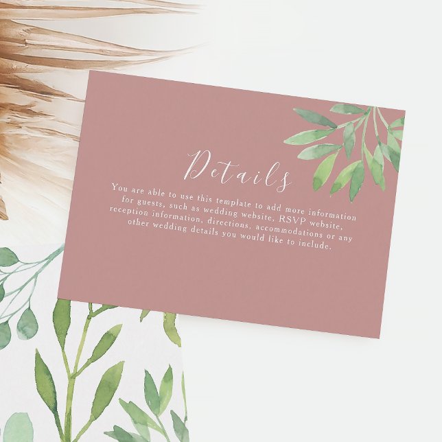 Dusty Rose Greenery Wedding Details Enclosure Card (Creator Uploaded)