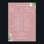 Dusty Rose Greenery Wedding Schedule Timeline Programme<br><div class="desc">This stylish dusty rose greenery wedding schedule-timeline can be personalized with your wedding details in chic typography. Designed by Thisisnotme©</div>