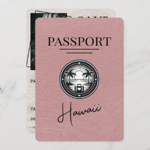 Dusty Rose Hawaii Passport Save The Date