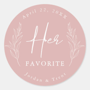 Dusty Rose Her Favourite Wedding Favour Sticker