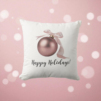 DUSTY ROSE HOLIDAY ORNAMENT THROW PILLOW