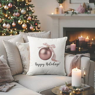 DUSTY ROSE HOLIDAY ORNAMENT THROW PILLOW COTTON