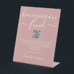 Dusty Rose Honeymoon Fund QR Code Pedestal Sign<br><div class="desc">An elegant dusty rose honeymoon fund sign,  personalised with your special message,  names and wishing well QR code. Designed by Thisisnotme©</div>