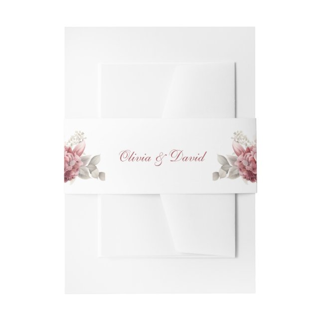 Dusty Rose Hydrangea Wedding Belly Band Invitation Belly Band (Front Example)