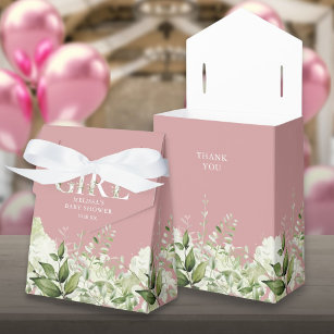 Dusty Rose Its A Girl Greenery Baby Shower Favour Box