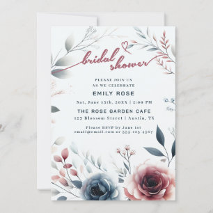 Dusty Rose & Ivory Bridal Shower Invite
