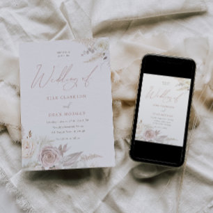 Dusty Rose & Ivory Elegant Wedding Invitation