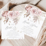 Dusty Rose Ivory Floral Budget Bridal Shower<br><div class="desc">Dusty Rose Ivory Floral Budget Bridal Shower Invitation</div>