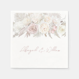 Dusty Rose & Ivory Floral Wedding Reception Party Napkin