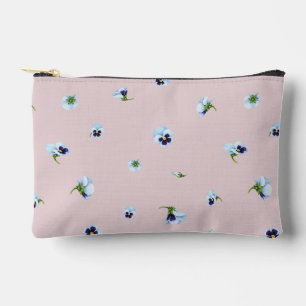 Dusty Rose Japanese Blue Purple Pansy Floral Patte Accessory Pouch