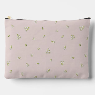 Dusty Rose Japanese Lily of the Valley Floral Patt Accessory Pouch
