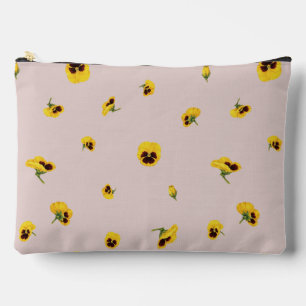 Dusty Rose Japanese Yellow Pansy Floral Pattern Accessory Pouch