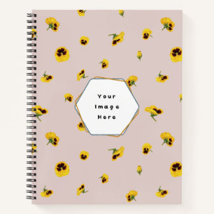 Dusty Rose Japanese Yellow Pansy Floral Pattern Notebook