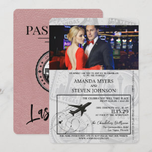 Dusty Rose Las Vegas Passport Wedding Invitation