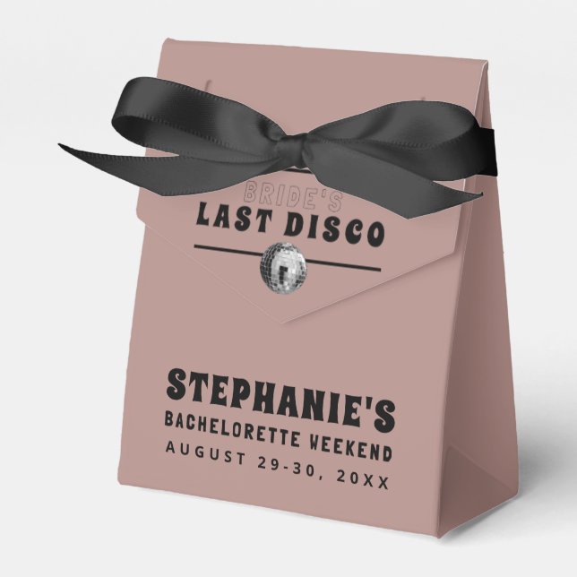 Dusty Rose Last Disco Bachelorette Weekend   Favour Box (Front Side)