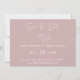 Dusty Rose Leaf Save the Date Card