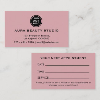Dusty Rose Logo Contact Business Appointment Card