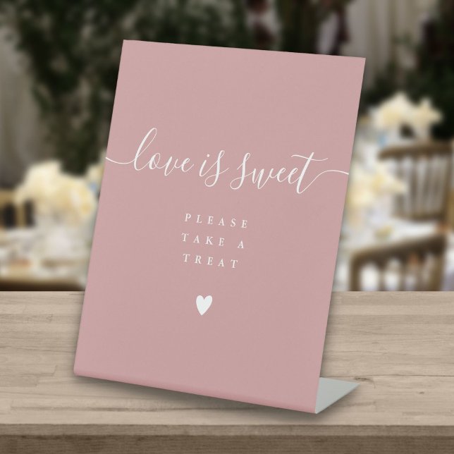 Dusty Rose Love Is Sweet Take A Treat Favour Pedestal Sign (Creator Uploaded)