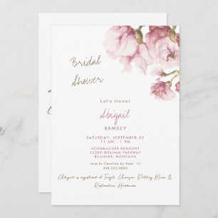 Dusty Rose Magnolia Blossoms Bridal Shower   Invitation